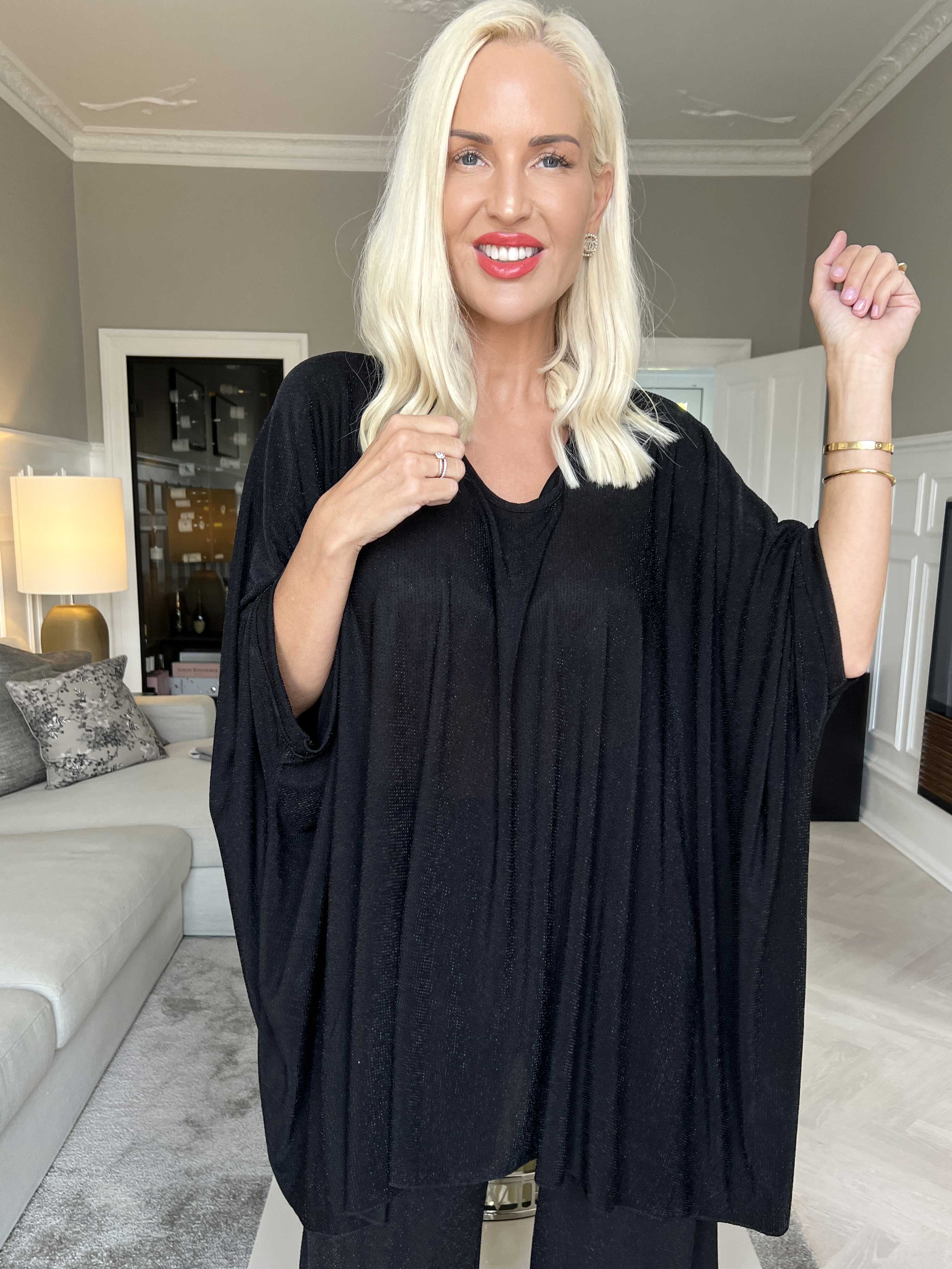 Estella Glitter - Oversized tunika med flagermusærmer